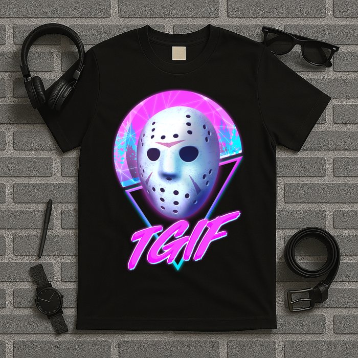 Halloween Retro 80's TGIF Jason Mask T-Shirt