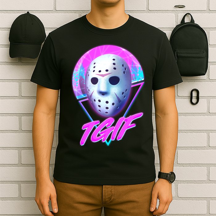 Halloween Retro 80's TGIF Jason Mask T-Shirt