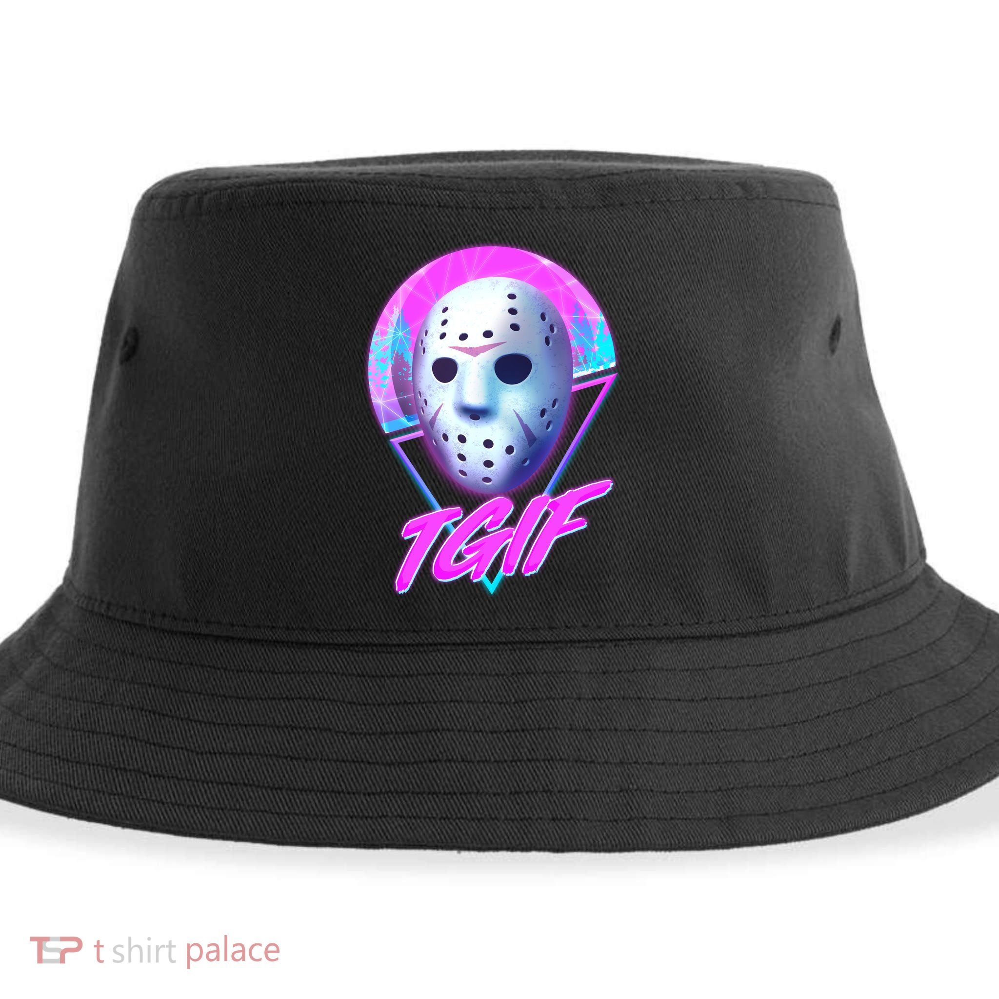 Halloween Retro 80's TGIF Jason Mask Sustainable Bucket Hat