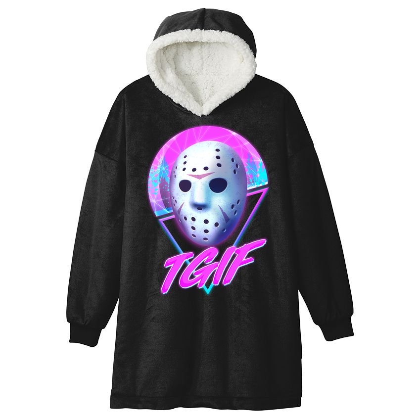 Halloween Retro 80's TGIF Jason Mask Hooded Wearable Blanket