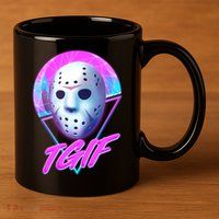 Halloween Retro 80's TGIF Jason Mask 11oz C Handle Ceramic Mug