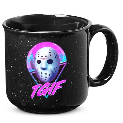 Halloween Retro 80's TGIF Jason Mask 15oz Campfire Ceramic Mug