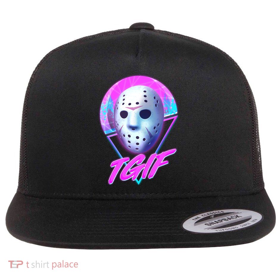 Halloween Retro 80's TGIF Jason Mask Flatbill Hat