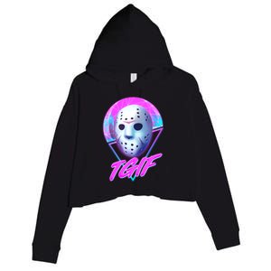 Halloween Retro 80's TGIF Jason Mask Crop Fleece Hoodie