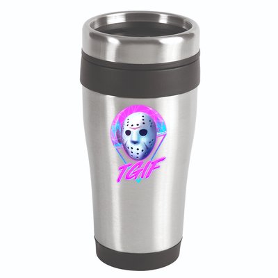 Halloween Retro 80's TGIF Jason Mask 16oz Travel Tumbler