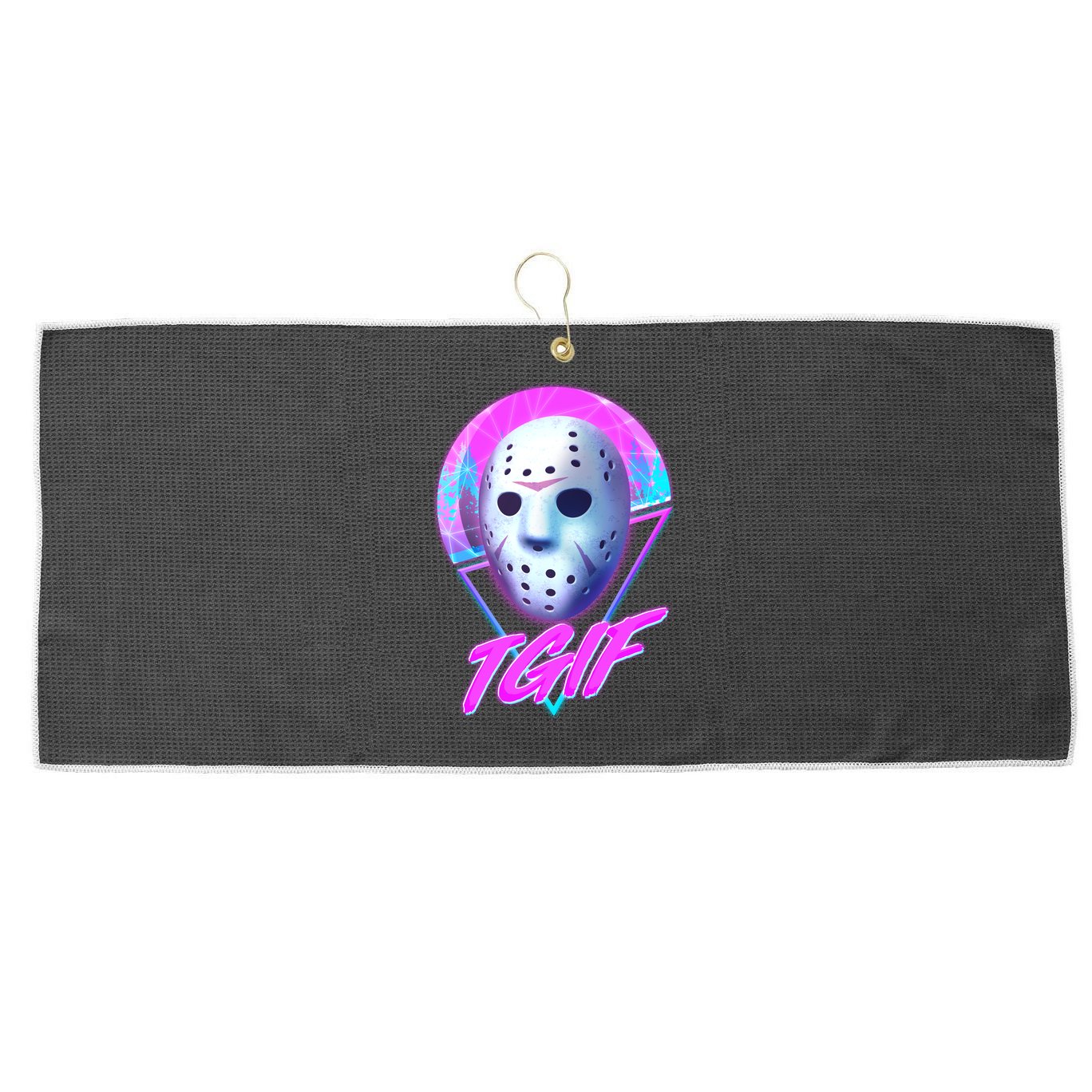 Halloween Retro 80's TGIF Jason Mask Large Microfiber Waffle Golf Towel