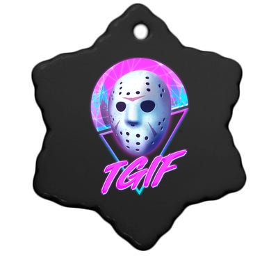 Halloween Retro 80's TGIF Jason Mask Ceramic Star Ornament