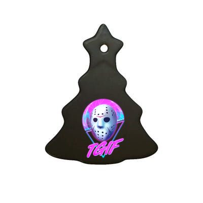 Halloween Retro 80's TGIF Jason Mask Ceramic Tree Ornament