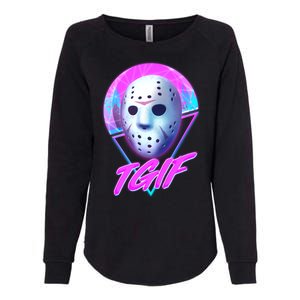 Halloween Retro 80's TGIF Jason Mask Womens California Wash Sweatshirt