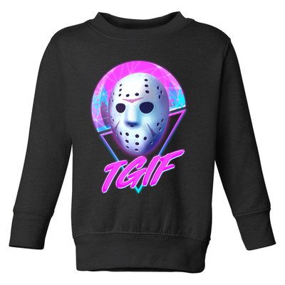 Halloween Retro 80's TGIF Jason Mask Toddler Sweatshirt