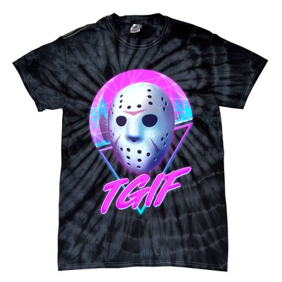 Halloween Retro 80's TGIF Jason Mask Tie-Dye T-Shirt