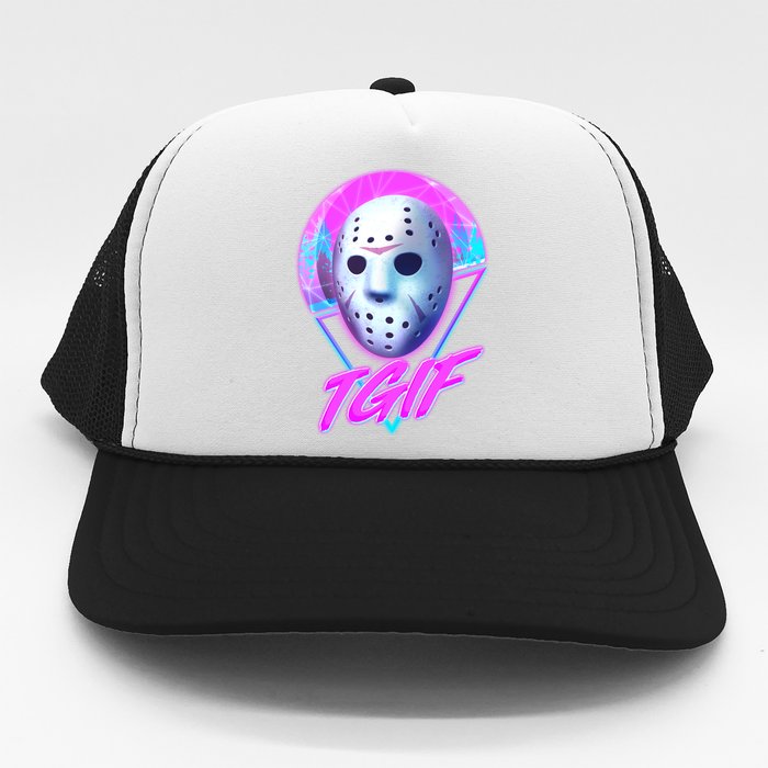 Halloween Retro 80's TGIF Jason Mask Trucker Hat