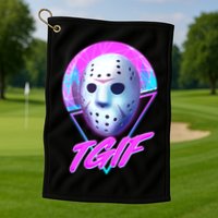 Halloween Retro 80's TGIF Jason Mask Golf Towel