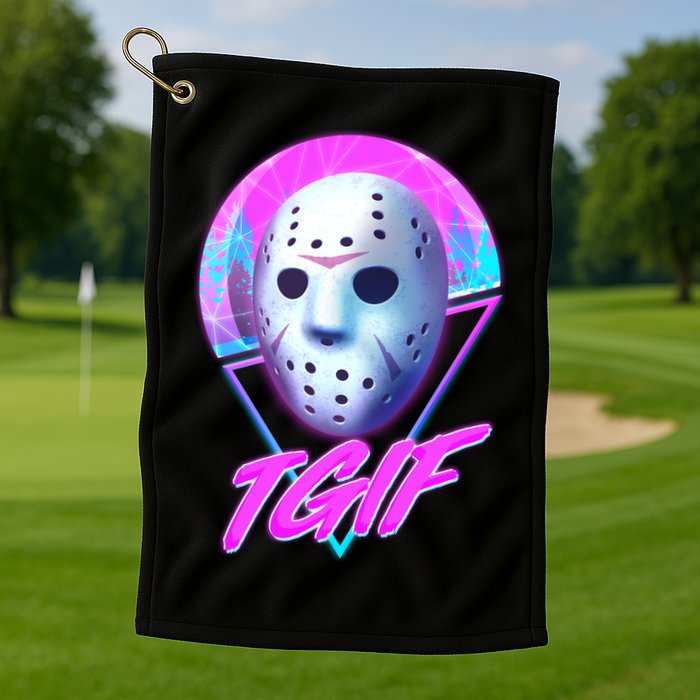 Halloween Retro 80's TGIF Jason Mask Golf Towel