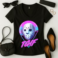 Halloween Retro 80's TGIF Jason Mask Women's V-Neck T-Shirt