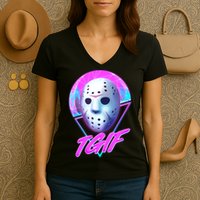 Halloween Retro 80's TGIF Jason Mask Women's V-Neck T-Shirt