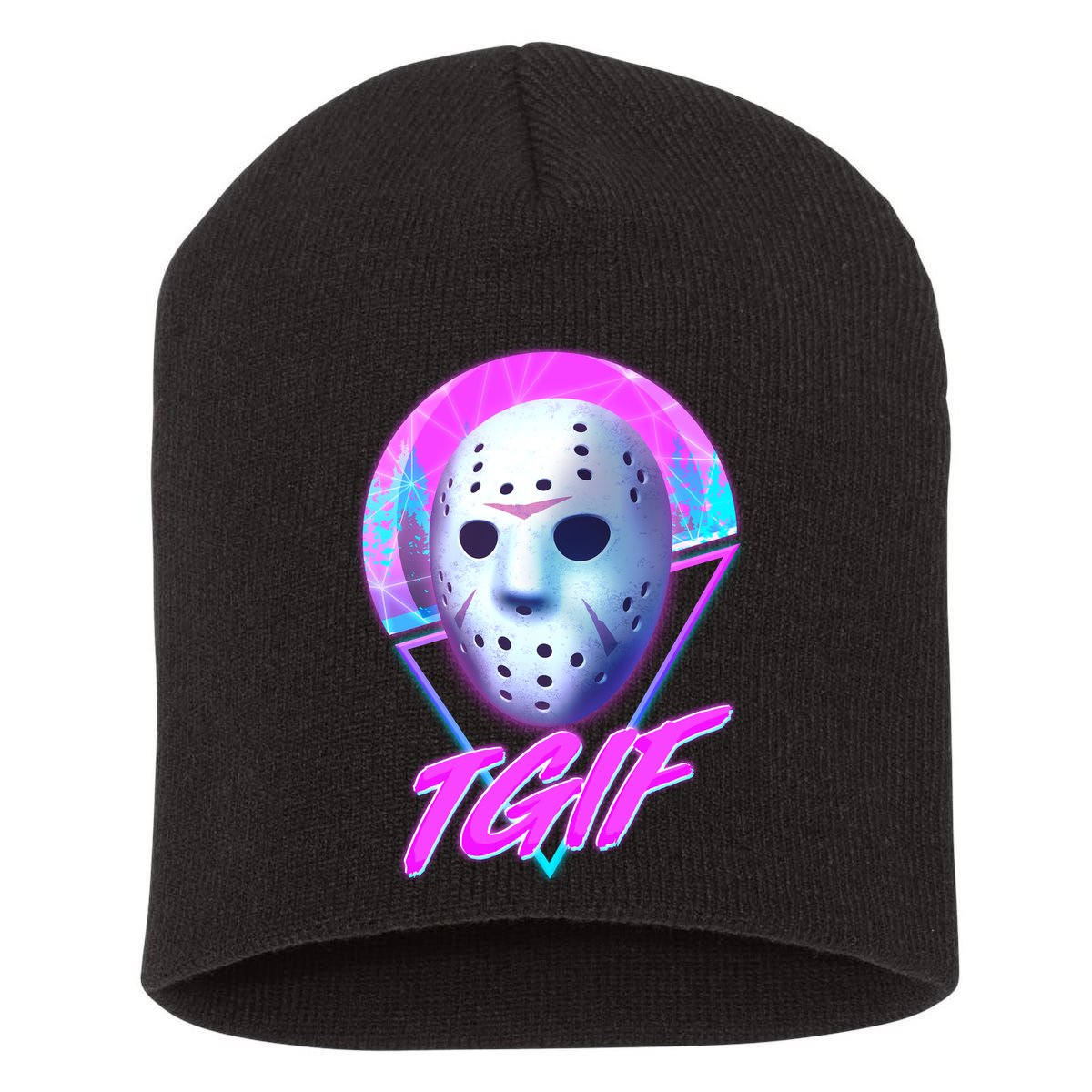 Halloween Retro 80's TGIF Jason Mask Short Acrylic Beanie
