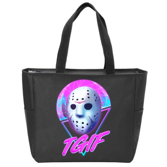 Halloween Retro 80's TGIF Jason Mask Zip Tote Bag