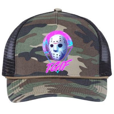 Halloween Retro 80's TGIF Jason Mask Retro Rope Trucker Hat Cap