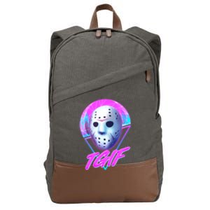 Halloween Retro 80's TGIF Jason Mask Cotton Canvas Backpack