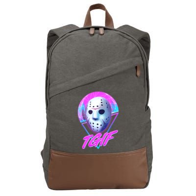 Halloween Retro 80's TGIF Jason Mask Cotton Canvas Backpack