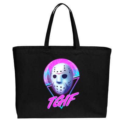 Halloween Retro 80's TGIF Jason Mask Cotton Canvas Jumbo Tote