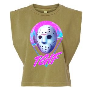 Halloween Retro 80's TGIF Jason Mask Garment-Dyed Women's Muscle Tee