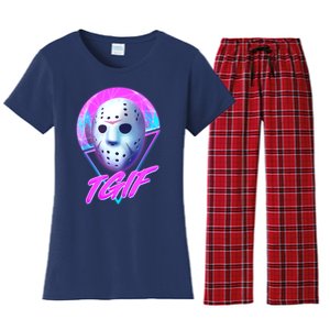 Halloween Retro 80's TGIF Jason Mask Women's Flannel Pajama Set