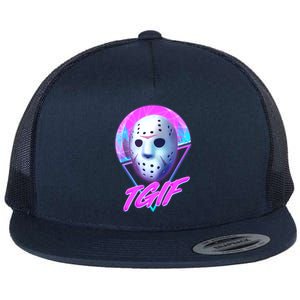 Halloween Retro 80's TGIF Jason Mask Flat Bill Trucker Hat