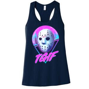 Halloween Retro 80's TGIF Jason Mask Women's Racerback Tank