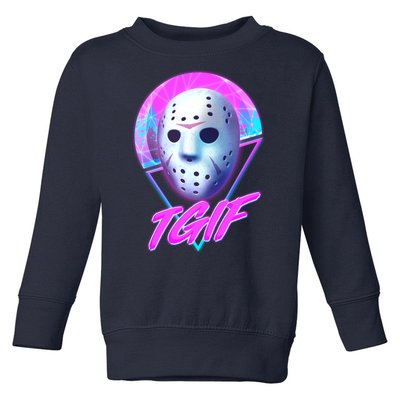 Halloween Retro 80's TGIF Jason Mask Toddler Sweatshirt