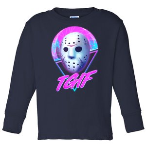 Halloween Retro 80's TGIF Jason Mask Toddler Long Sleeve Shirt