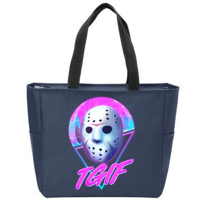 Halloween Retro 80's TGIF Jason Mask Zip Tote Bag