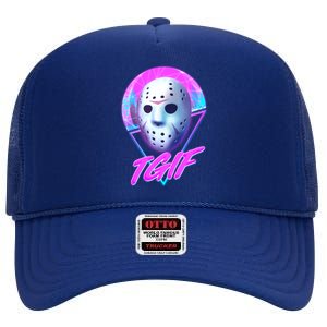 Halloween Retro 80's TGIF Jason Mask High Crown Mesh Back Trucker Hat