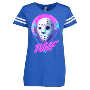 Halloween Retro 80's TGIF Jason Mask Enza Ladies Jersey Football T-Shirt