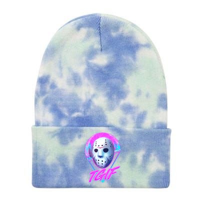 Halloween Retro 80's TGIF Jason Mask Tie Dye 12in Knit Beanie