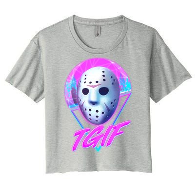 Halloween Retro 80's TGIF Jason Mask Women's Crop Top Tee