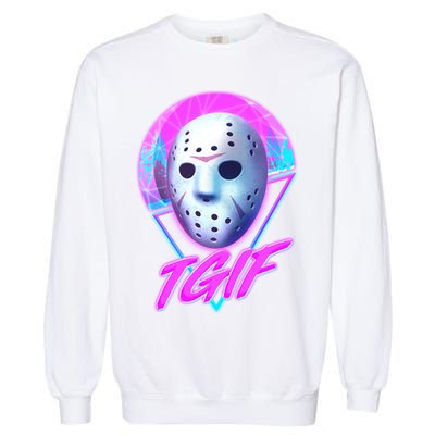 Halloween Retro 80's TGIF Jason Mask Garment-Dyed Sweatshirt