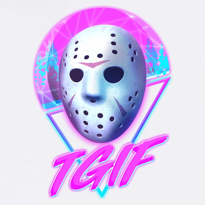 Halloween Retro 80's TGIF Jason Mask Garment-Dyed Sweatshirt