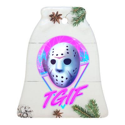 Halloween Retro 80's TGIF Jason Mask Ceramic Bell Ornament