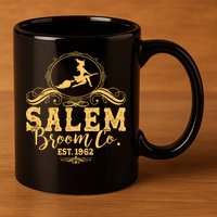 Halloween Salem Broom Co Est 1962 11oz C Handle Ceramic Mug