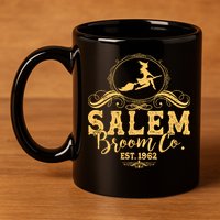 Halloween Salem Broom Co Est 1962 11oz C Handle Ceramic Mug