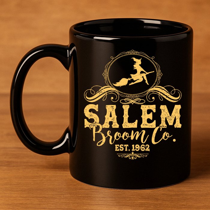 Halloween Salem Broom Co Est 1962 11oz C Handle Ceramic Mug