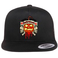 Halloween Skulls Bloody Pumpkin Flatbill Hat