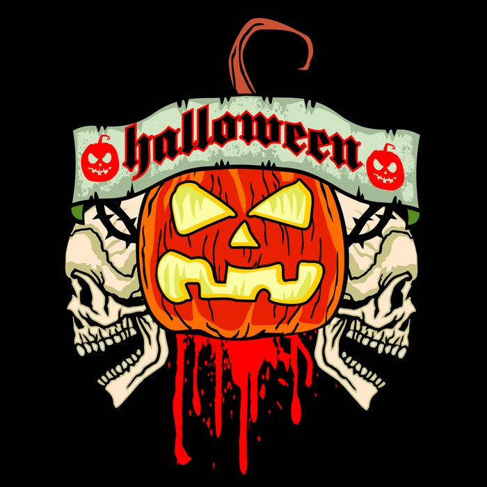 Halloween Skulls Bloody Pumpkin Flatbill Hat