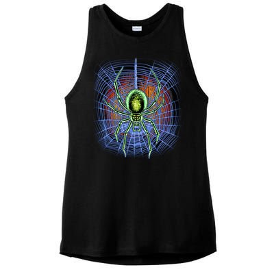 Halloween Spiderweb Creepy Spider Ladies PosiCharge Tri-Blend Wicking Tank