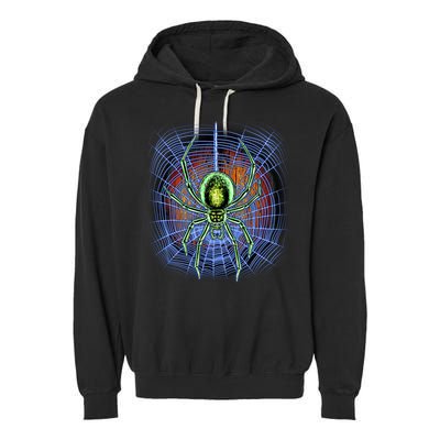 Halloween Spiderweb Creepy Spider Garment-Dyed Fleece Hoodie