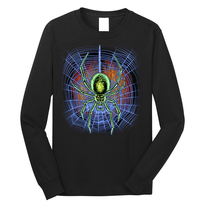 Halloween Spiderweb Creepy Spider Long Sleeve Shirt