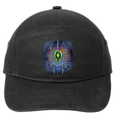 Halloween Spiderweb Creepy Spider 7-Panel Snapback Hat