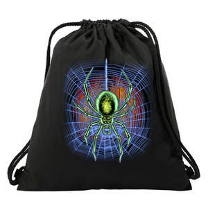 Halloween Spiderweb Creepy Spider Drawstring Bag